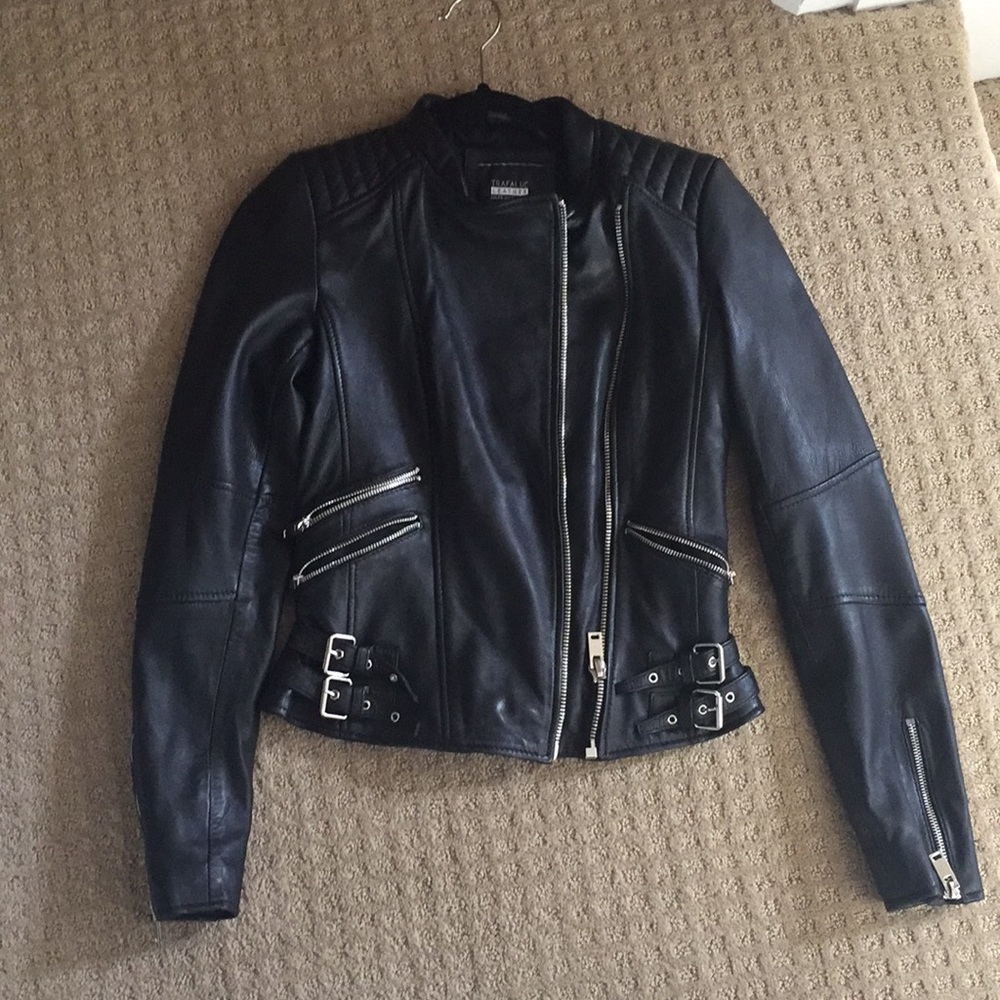 ZARA Leather Padded Shoulder Biker Jacket